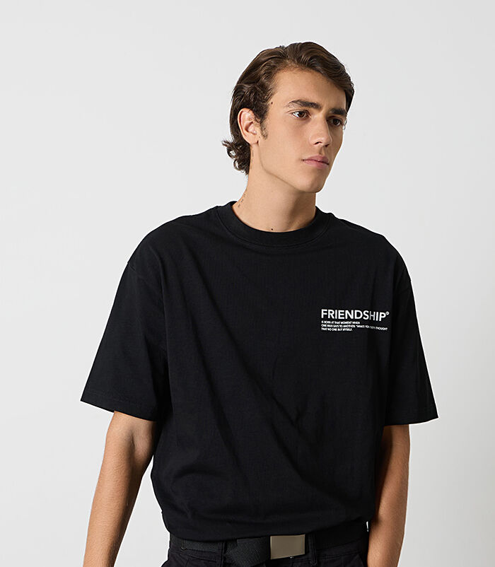 T-shirt da uomo in cotone nero, Valerio 1966, 26J3T1106TSNEROL