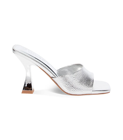 Mules open toe donna argento laminato, Valerio 1966, 2549T5677LMARGE035, 001