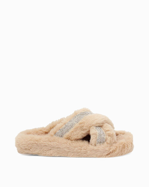 CALZATURA PANTOFOLE FUR BEIG, BEIGE