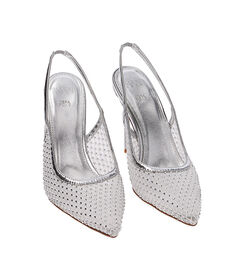 Slingback argento in rete, tacco 10,5 cm, Valerio 1966, 2121T9736TSARGE035, 002 preview