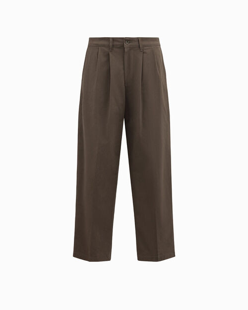Pantaloni verde militare con pieghe frontali, GREEN