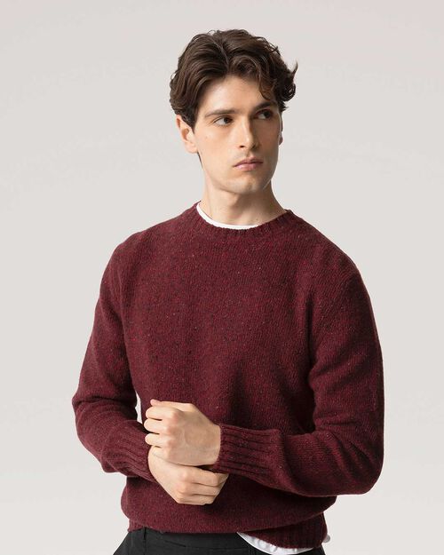 Maglione bordeaux girocollo, BURGUNDY
