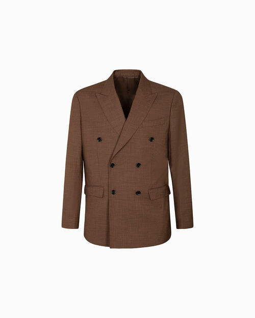 Giacca marrone doppiopetto classica, BROWN