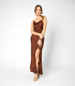 Vestito lungo da donna cognac, Valerio 1966, 25C9T4591TSCOGNL, 001 preview