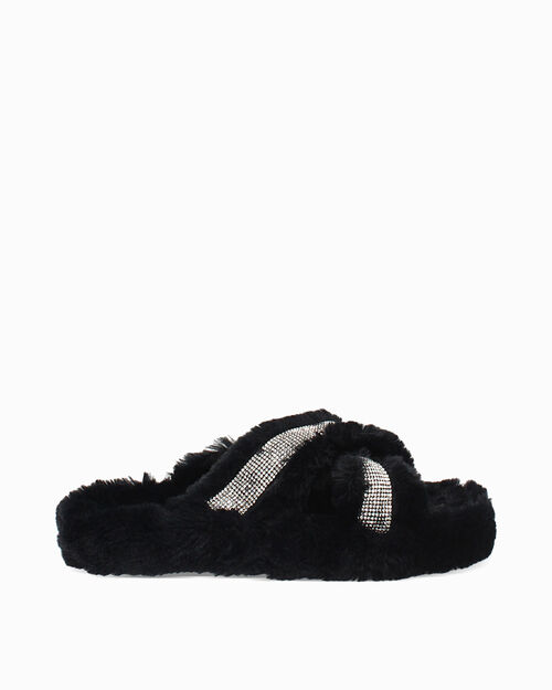 CALZATURA PANTOFOLE FUR NERO, BLACK