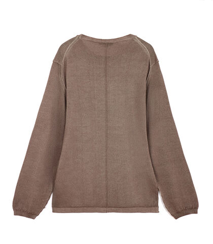 Maglione da uomo color fango in tessuto, Valerio 1966, 26J2T0111TSFANGI, 002