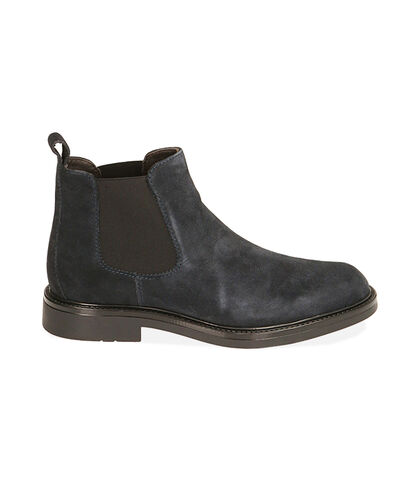 Chelsea boots blu in camoscio, 2077T4115CMBLUE039, 001