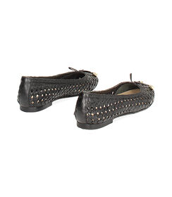 Ballerina da donna in pelle intrecciata nera, Valerio 1966, 2514T5501PINERO036, 004 preview