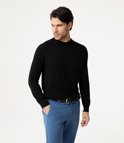 Maglia a maniche lunghe nera con bordi a coste, Valerio 1966, 27U4T4758CONEROI, 002