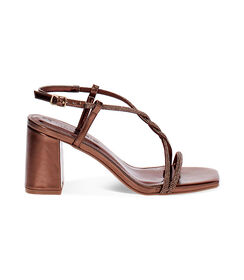 Sandalo da donna con tacco largo, laminato e pietre, color rame, Valerio 1966, 2549T6327LPRAME035, 001 preview