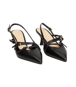 Décolleté slingback nere, tacco 6 cm, Valerio 1966, 2521T8220EPNERO035, 003 preview
