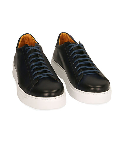 Sneakers blu in pelle di vitello, Valerio 1966, 1953T1606VIBLUE039, 002