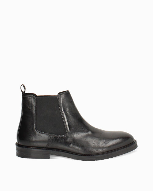 Stivaletti beatles neri in pelle lucida con suola in gomma, BLACK