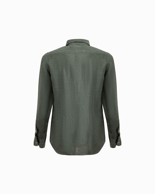 Camicia verde in lino, GREEN