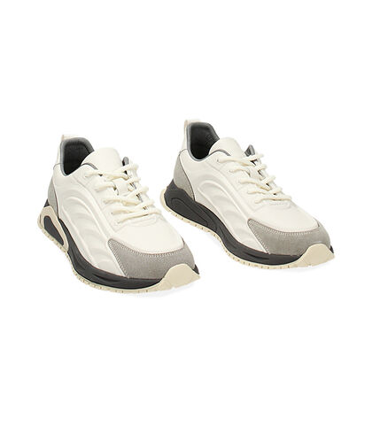 Sneakers bianco/grigio in pelle, 23U6T8823PEBIGR039, 002