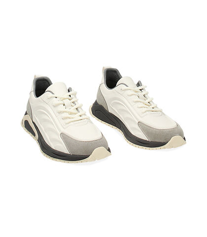 Sneakers bianco/grigio in pelle, Valerio 1966, 23U6T8823PEBIGR039, 002