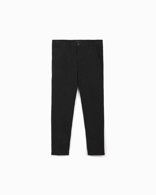 Pantaloni chino neri in tessuto da uomo, BLACK