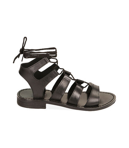 Sandali cage in pelle, Valerio 1966, 21B8T4004PENERO035, 001