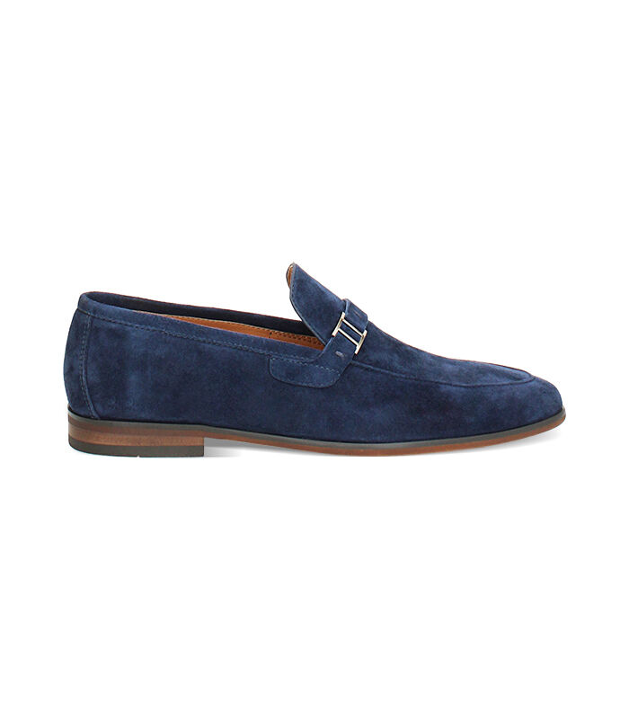 Mocassini da uomo blu in camoscio, Valerio 1966, 25U6T3201CMBLUE040