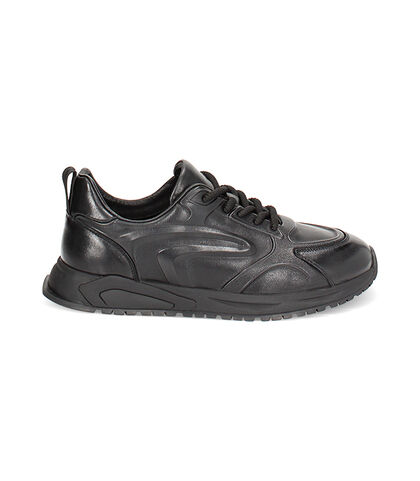 Sneakers nere in pelle, Valerio 1966, 24U6T1785PENERO039, 001