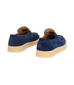 Mocassino da uomo in camoscio blu con fondo crepes, Valerio 1966, 25U6T9808CMBLUE039, 004 preview