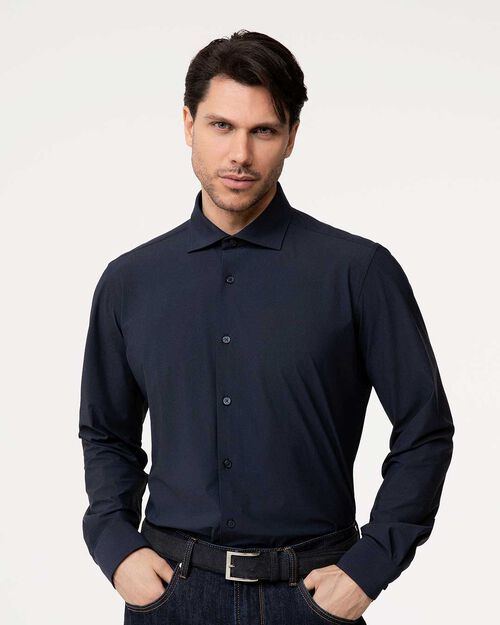 Camicia blu dal design classico, BLUE