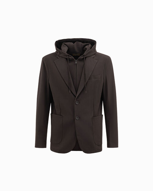 Giacca marrone con cappuccio, BROWN