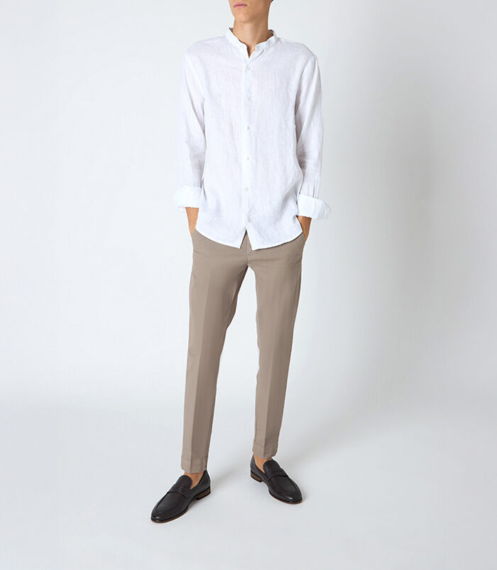 Pantalone  da uomo in cotone fango classico, Valerio 1966, 25N8T5001COFANG46