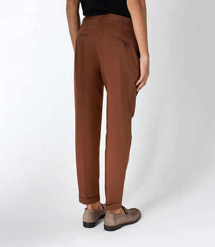 Pantalone da uomo con pinces marrone, Valerio 1966, 25N8T5012TSMARR42, 002