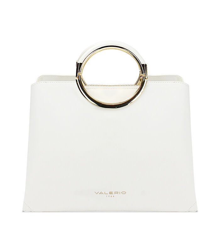 Borsa a mano donna bianca con manico circolare, Valerio 1966, 2523T3636EPBIANUNI