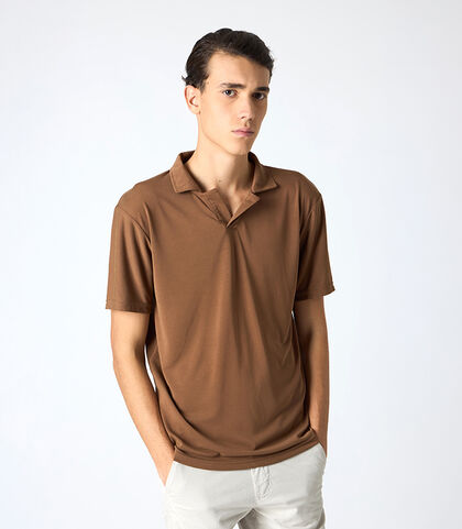 T-shirt uomo con colletto marrone, Valerio 1966, 25N8T0043TSMARRI, 001