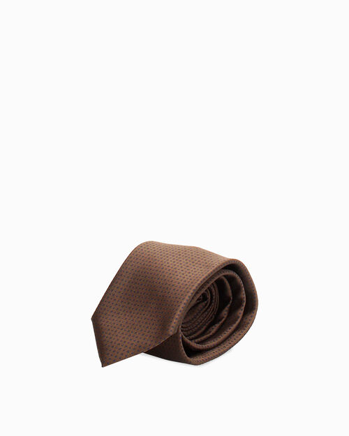 Cravatta marrone con pois blu, BROWN