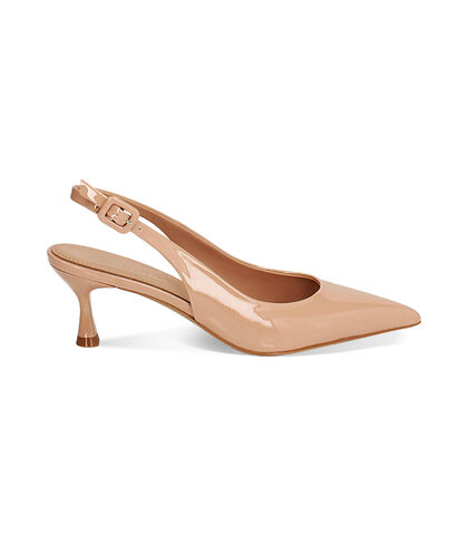 Décolleté slingback da donna di vernice nude, Valerio 1966, 2521T8215VENUDE035, 001