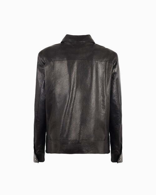 Giubbino da uomo in pelle nero, BLACK
