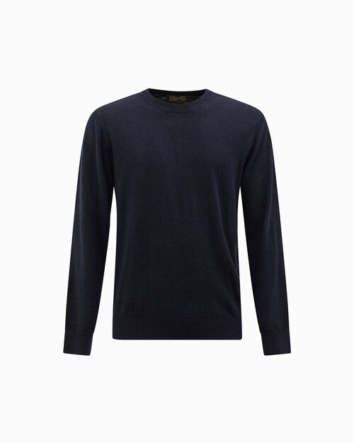 Maglione blu girocollo, BLUE