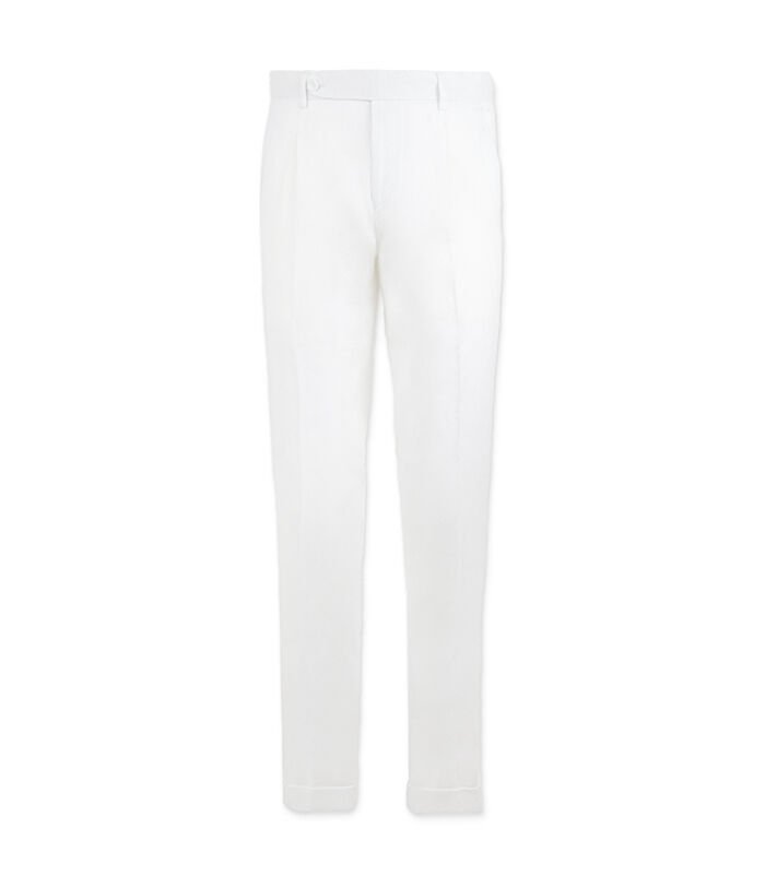 Pantaloni da uomo eleganti in lino bianco, Valerio 1966, 25R1T2445LNBIAN44