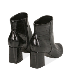 Ankle boots neri stampa cocco, tacco 6,50 cm , Valerio 1966, 1621T3911CCNERO036, 004 preview