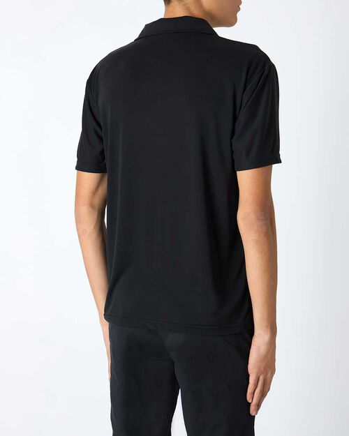 T-shirt uomo con colletto nera, BLACK