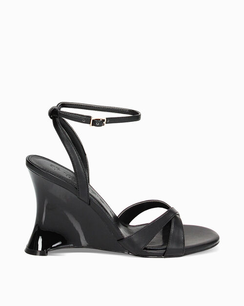 Sandali neri con zeppa, BLACK