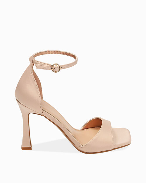 Sandali nude in raso, tacco 9,5 cm, NUDE