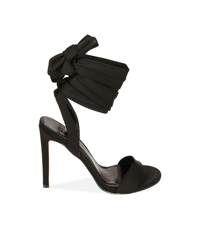 Sandali neri in lycra, tacco 10,5 cm, Valerio 1966, 2121T5612LYNERO035
