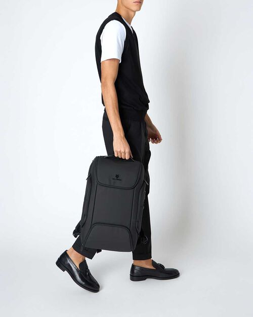 Zaino nero in tessuto porta pc, BLACK