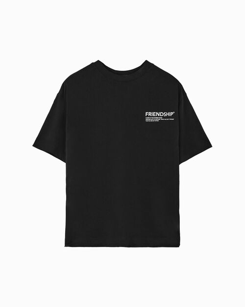 T-shirt da uomo in cotone nero, BLACK