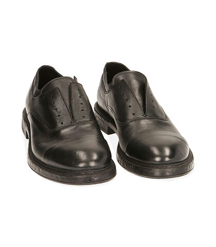 Scarpe senza lacci nere in pelle, SALDI, 2053T4171PENERO039, 002