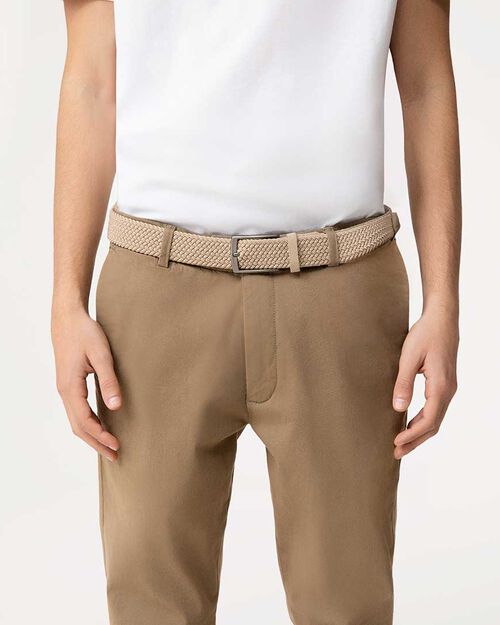Cintura beige con fibbia opaca, BEIGE