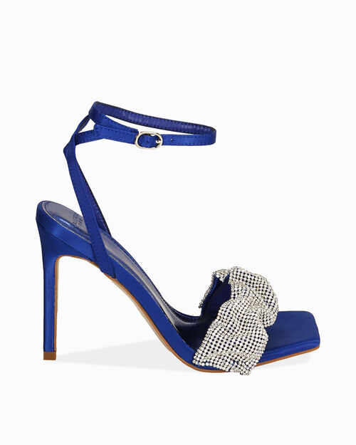 Sandali blu in raso, tacco 10 cm , BLUE