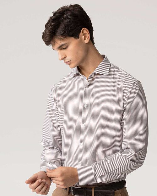 Camicia bianca e marrone in cotone, MULTI COLOR