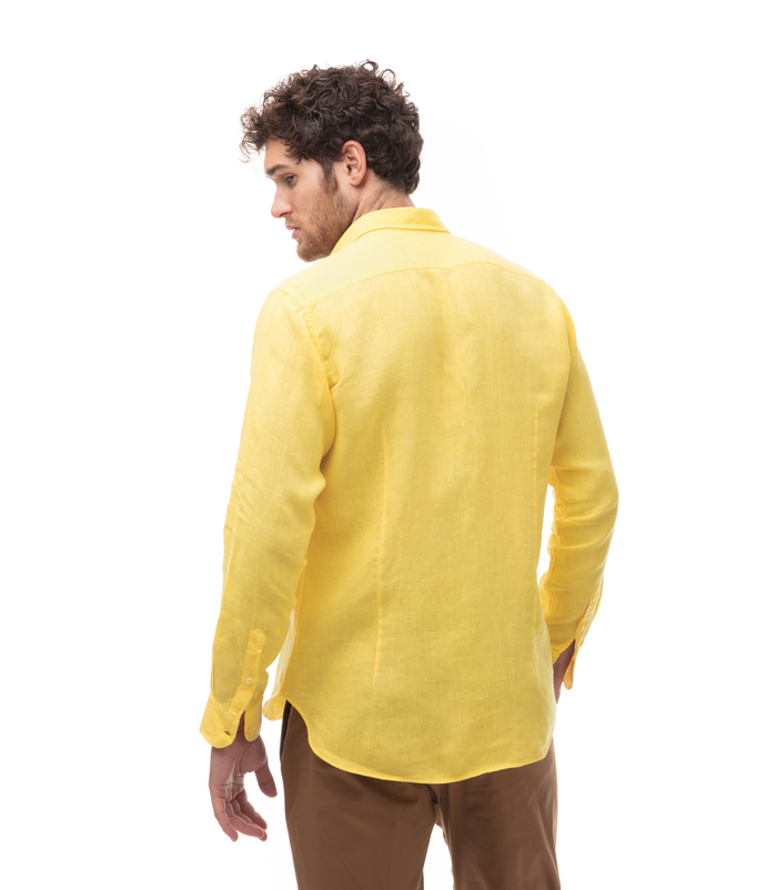 Camicia lino new arrivals gialla uomo