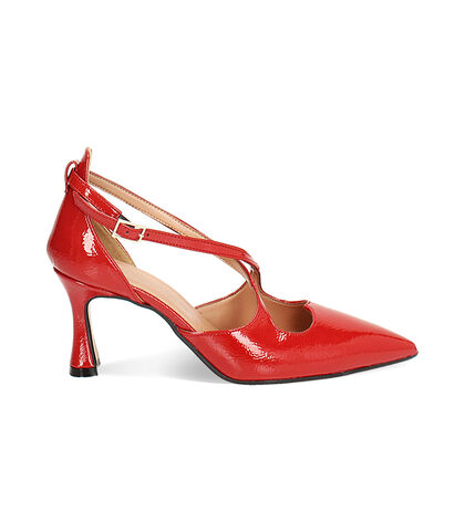 Décolleté rosse in naplak, stile ballet core, tacco 7 cm, Valerio 1966, 24M8T8021NPROSS035, 001