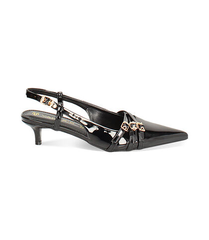 Décolleté slingback in vernice nero, tacco 4,5 cm, Valerio 1966, 2449T4582VENERO035, 001